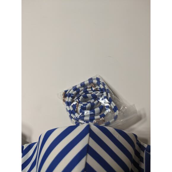 Shade & Shore Bikini Top Striped Bandeau Light Lift 32B Blue White Swimsuit Pool - Picture 4 of 11